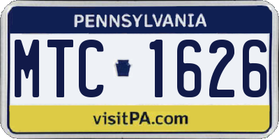 PA license plate MTC1626
