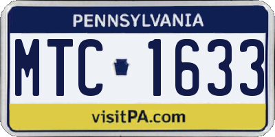 PA license plate MTC1633