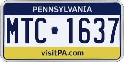 PA license plate MTC1637