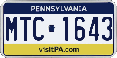 PA license plate MTC1643