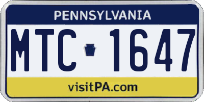 PA license plate MTC1647