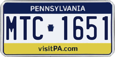 PA license plate MTC1651