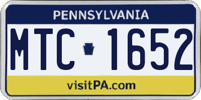 PA license plate MTC1652