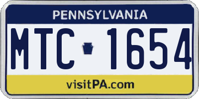 PA license plate MTC1654