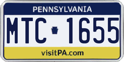 PA license plate MTC1655