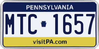 PA license plate MTC1657