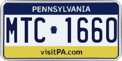 PA license plate MTC1660