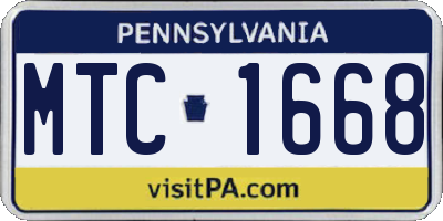 PA license plate MTC1668