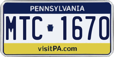 PA license plate MTC1670