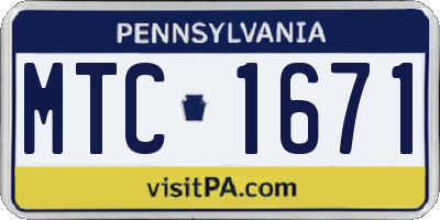 PA license plate MTC1671