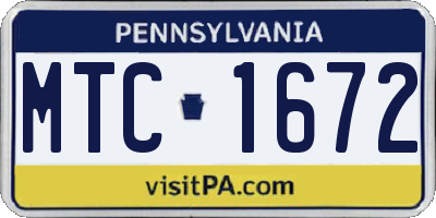PA license plate MTC1672