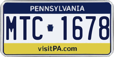 PA license plate MTC1678