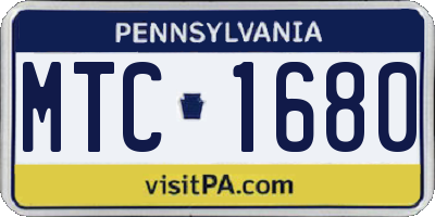 PA license plate MTC1680