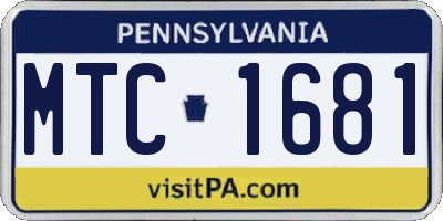 PA license plate MTC1681