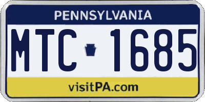 PA license plate MTC1685