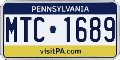 PA license plate MTC1689