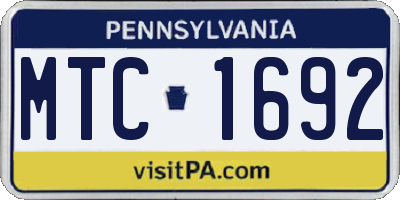 PA license plate MTC1692