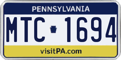 PA license plate MTC1694