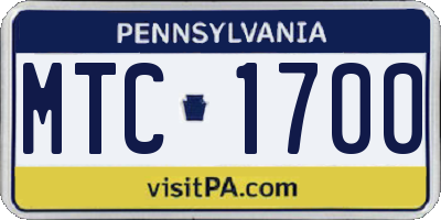 PA license plate MTC1700