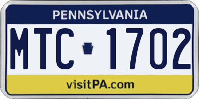 PA license plate MTC1702