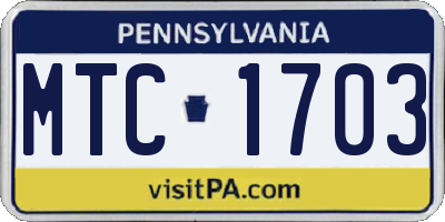 PA license plate MTC1703