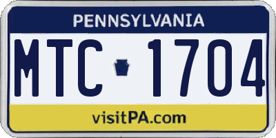PA license plate MTC1704