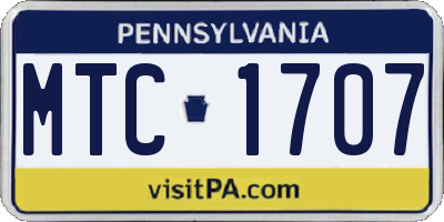 PA license plate MTC1707