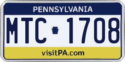 PA license plate MTC1708