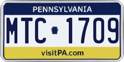 PA license plate MTC1709