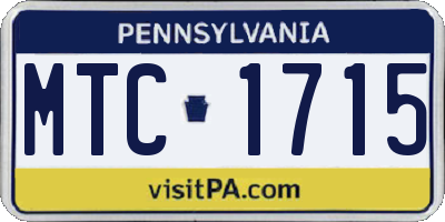 PA license plate MTC1715