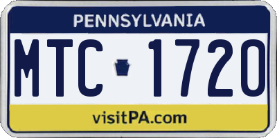 PA license plate MTC1720