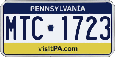 PA license plate MTC1723
