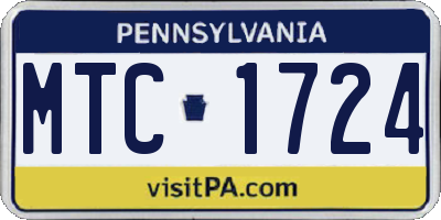 PA license plate MTC1724
