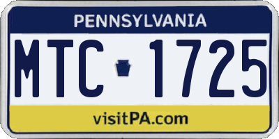 PA license plate MTC1725
