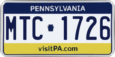 PA license plate MTC1726