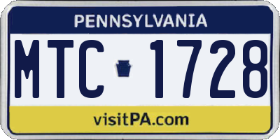 PA license plate MTC1728