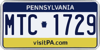 PA license plate MTC1729