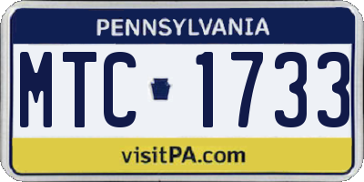 PA license plate MTC1733
