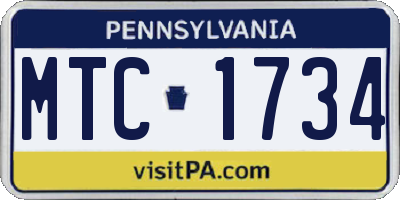 PA license plate MTC1734