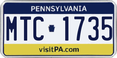 PA license plate MTC1735