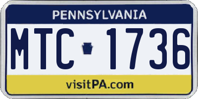 PA license plate MTC1736