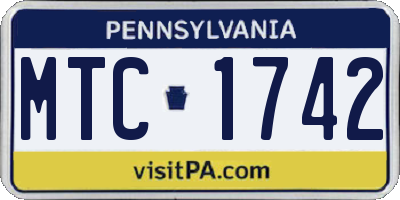 PA license plate MTC1742