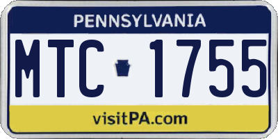 PA license plate MTC1755