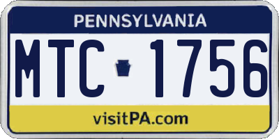 PA license plate MTC1756