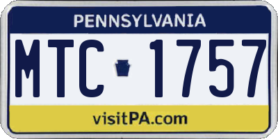 PA license plate MTC1757