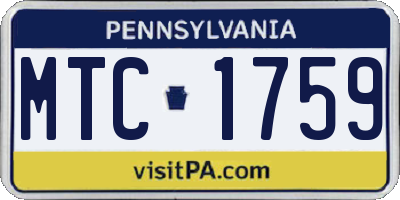 PA license plate MTC1759