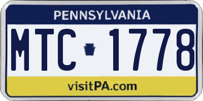 PA license plate MTC1778
