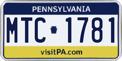 PA license plate MTC1781