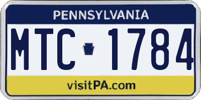 PA license plate MTC1784
