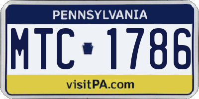 PA license plate MTC1786